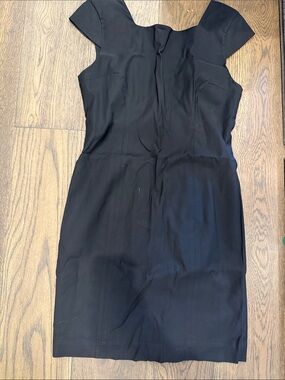Helmut Lang Black Cap-Sleeve Midi Sheath Dress